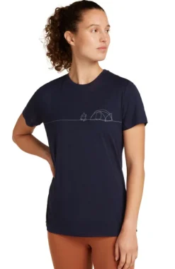 Icebreaker Womens Tech Lite SS Tee Single Line Camp