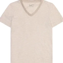 KnowledgeCotton Apparel Striped V-Neck T-Shirt Women